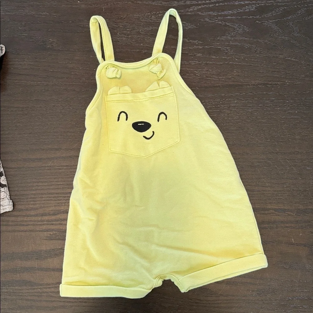 Lime Green Baby Overalls with Bear Design